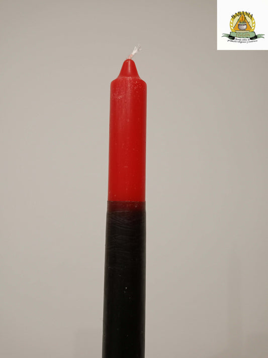 VELA BUJIA ROJA Y NEGRO 18CM  eleggua