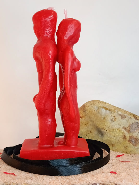 VELA PAREJA SEPARACION HOMBRE-MUJER 14cm (rojo)